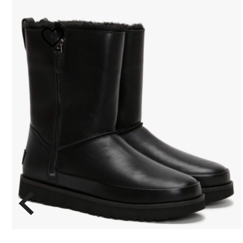 UGG Classic Zip Short Black Leather Boots